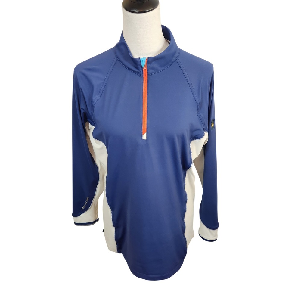 Peter Millar Womens Top Size Large Blue 1/4 Zip Golf Pullover Shirt Athleisure